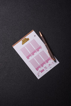 Ivano-Frankivsk, Ivano-Frankivsk region Ukraine - May 17 2026: EuroJackpot lottery ticket, euro banknotes and a pen