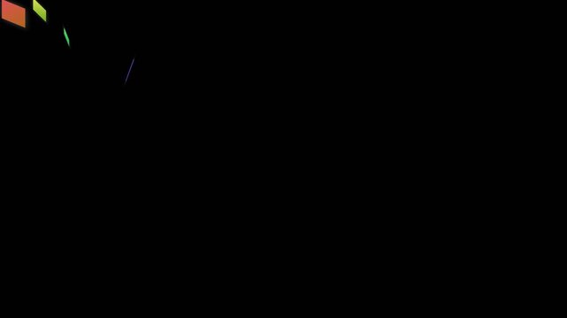 Minimalist geometric shapes floating in a deep black empty void background
