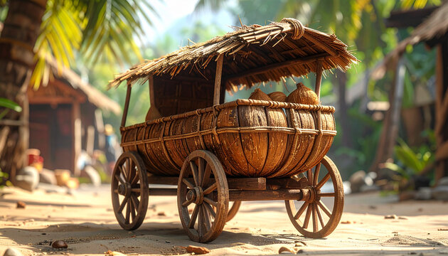 Wooden cart on a sunny day