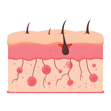 Skin Cross Section with Hair Follicles.