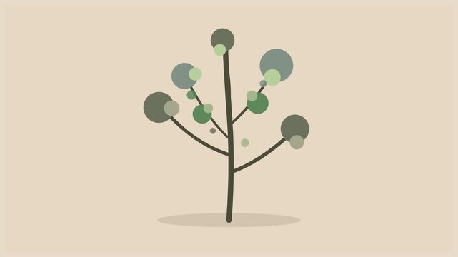 abstract olive tree with rotating leaves tan background