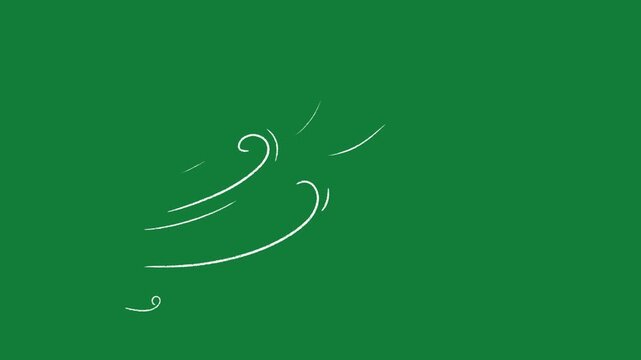 vector white lines wind effect on green screen, UI motion graphics. alpha adjustment layer, smooth animated line filter, 2d animation