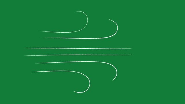 Hand Drawn Wind Blowing Effects Animation on Green Screen Background