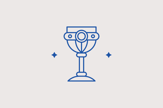 A royal goblet chalice line icon for antique auctions and luxury historical themed ресторан menus. Vector illustration for fantasy game inventory icons and winery branding materials.