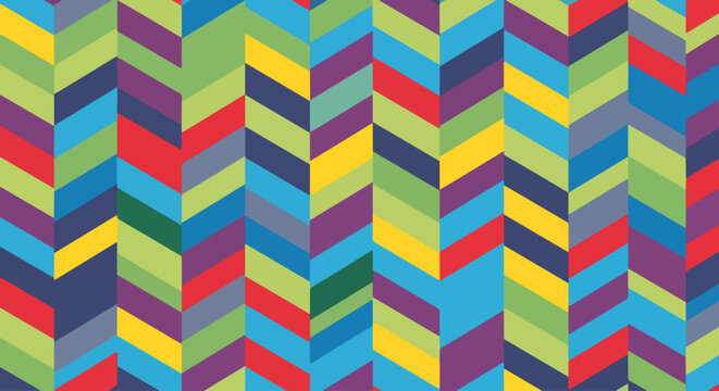 Colorful layered arrow motifs forming seamless repeating patterns with striking symmetrical visual balance.