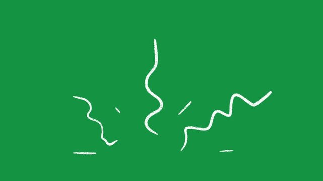 Hand Drawn Squiggly Shock Lines and Surprise Accent Animation on Green Screen Background