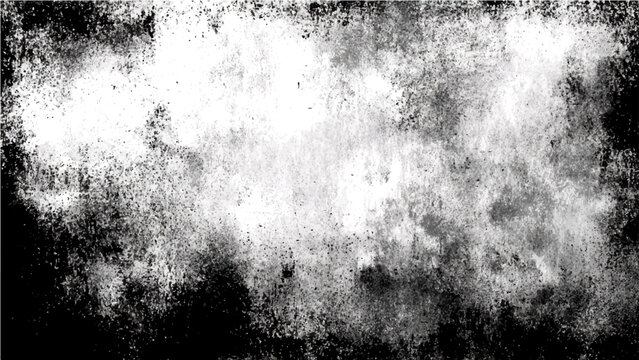 Abstract grunge texture background in black and white with distressed and weathered pattern, perfect for overlaying on photos or graphic design.