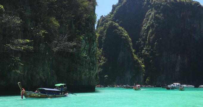Turquoise Lagoon Paradise Boats Drifting Phi Phi Islands Thailand