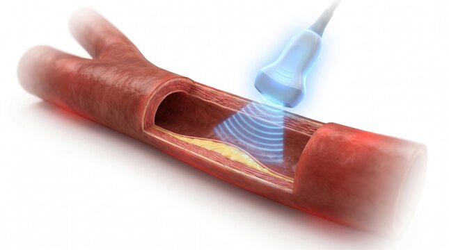 3D Illustration of Carotid Artery Ultrasound Scan for Plaque Detection
