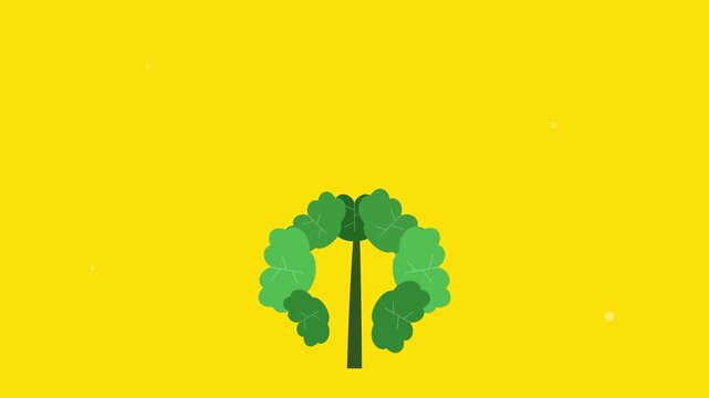 abstract fig tree leaves expanding on bright yellow