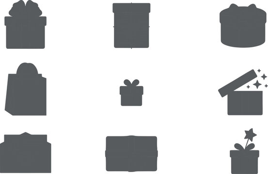 black and white icons set
