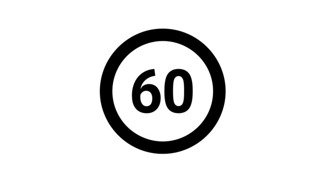 Speed Limit Sign 60 Kilometers Per Hour Traffic Symbol.