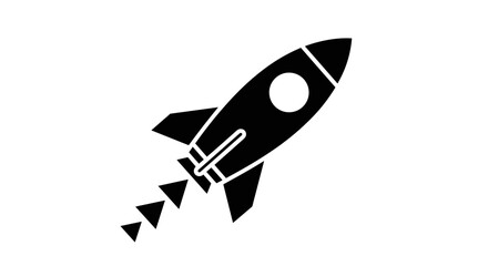 Black Rocket Ship Launching Upward with Smoke Trails. © Inti