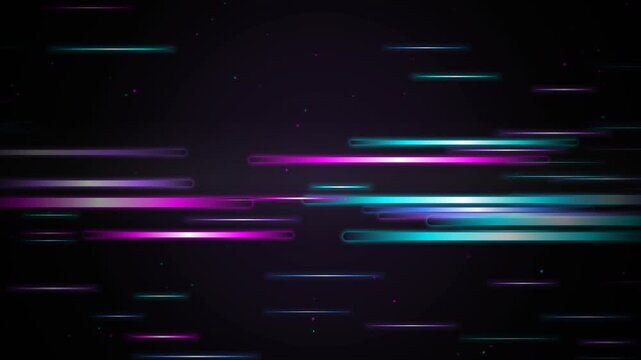 Vibrant streaks of purple, pink, and blue light streak across a dark background, creating a dynamic and energetic digital visual