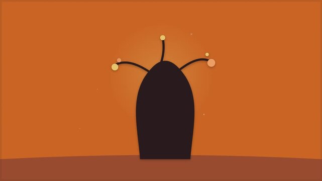 abstract baobab tree pulsing on a terracotta background
