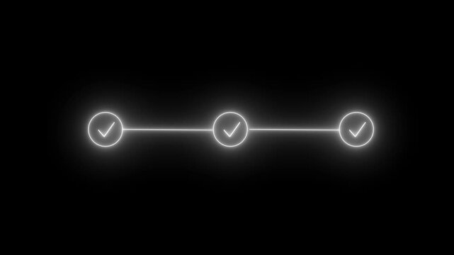 Neon Infographic Process Animation &ndash; Check Mark Completion Flow Concept