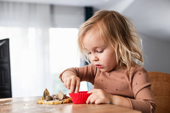 Little girl doing a creative sensory activity