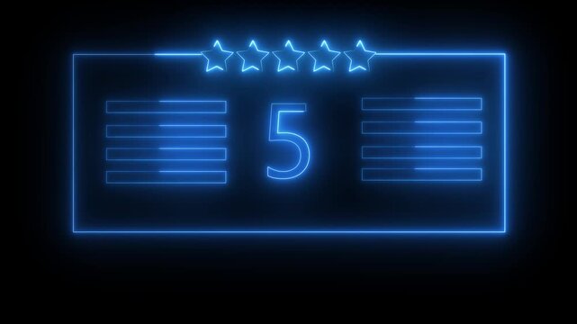 Neon Customer Review Frame Icon Animation &ndash; 5 Star Rating and Feedback Concept