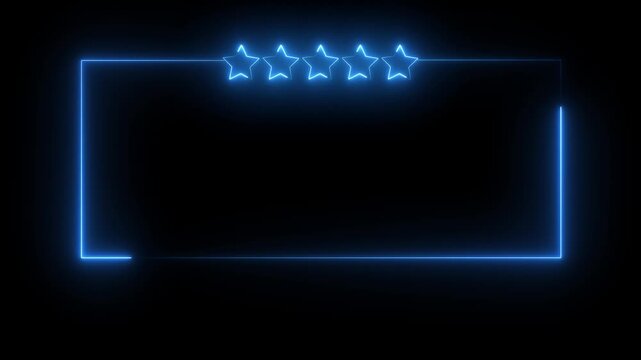 Neon Customer Review Frame Icon Animation &ndash; 5 Star Rating and Feedback Concept