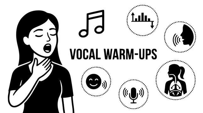 Woman doing vocal warm-ups exercises for singing