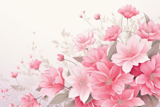 Pink flowers blooming creating a romantic decorative floral background