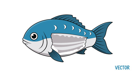Cartoon Blue Fish Illustration © padang