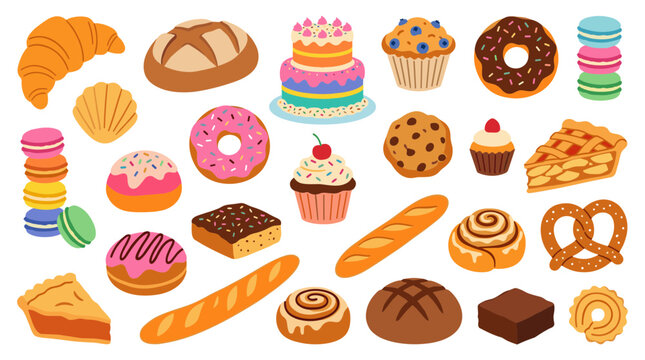 Delicious Assortment of Baked Goods and Pastries Perfect for Bakery Menus and Food Industry Marketing