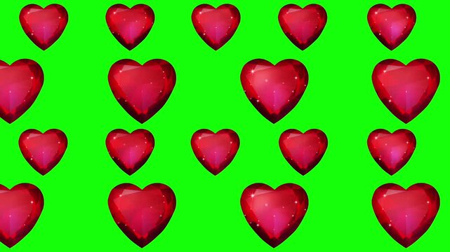 Red Heart shape diamonds animation line motion.