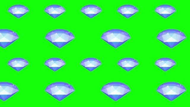 Diamonds 3d line motion animation on green background.