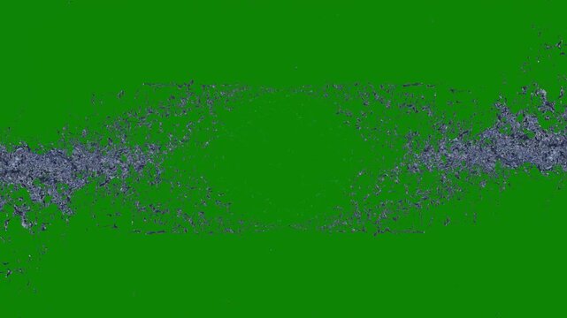 Water collision forming circular splash, isolated on green screen with alpha channel