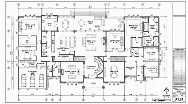 Architectural ground floor plan for the oak smith estate luxury residence