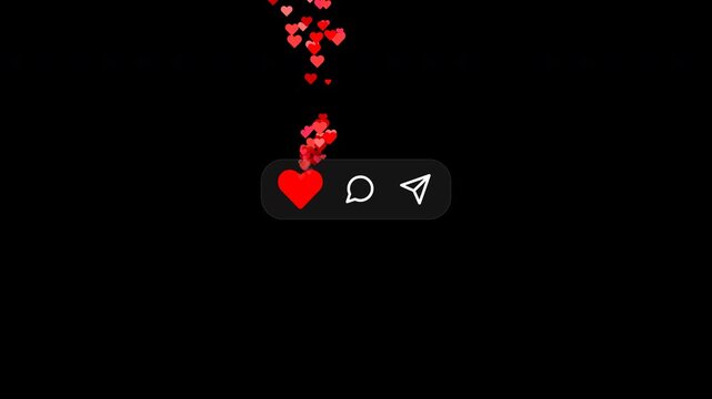 Social Media Engagement Animation Featuring Floating Red Heart Icons