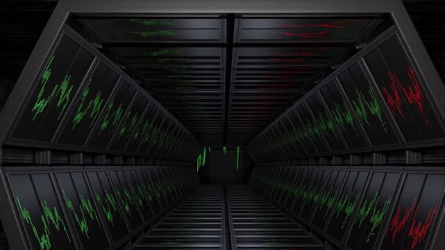 金融トレーディングのデータモニターとブラックチタン製トンネル構造