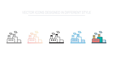 Fototapeta premium Factory Icon Set With White Background Illustration