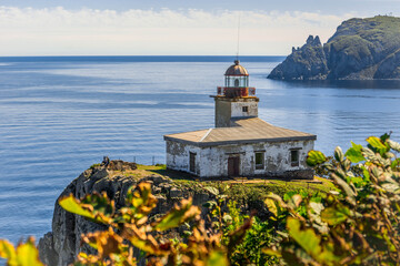 Photo of panoramic view with Balyzek Lighthouse stands on a rocky cliff above the Sea of Japan in Primorye, Russia.  © Artaxerxes
