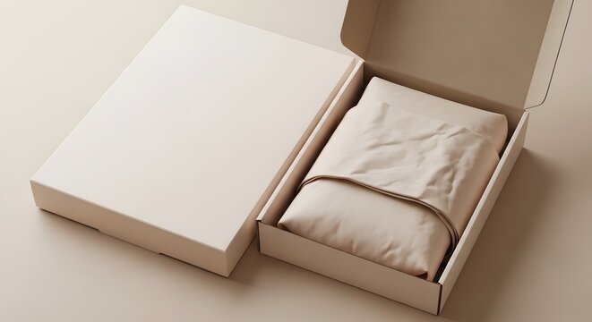 An opened cardboard box with a wrapped item inside suggesting a gift or delivered product