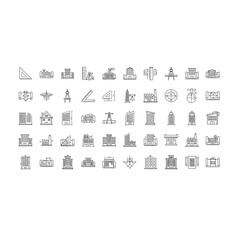 Set of technical drawing and construction project plan icons with technical © Juba