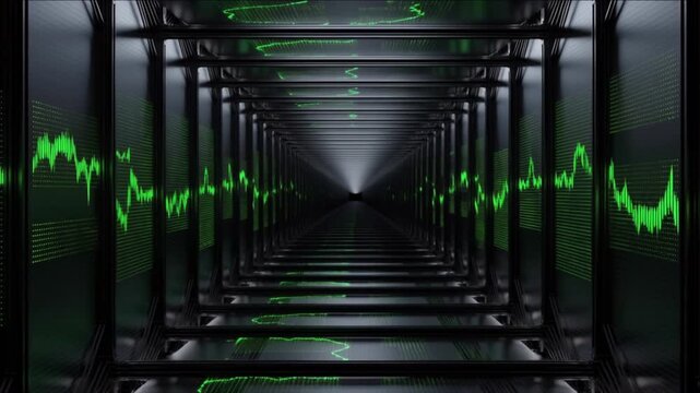 金融トレーディングのデータモニターとブラックチタン製トンネル構造