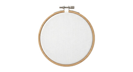 Wooden embroidery hoop with blank white canvas isolated on transparent background © shuphanida
