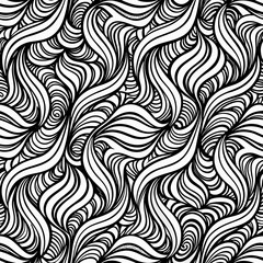 Obraz premium Hand drawn abstract seamless pattern with black and white organic wavy lines
