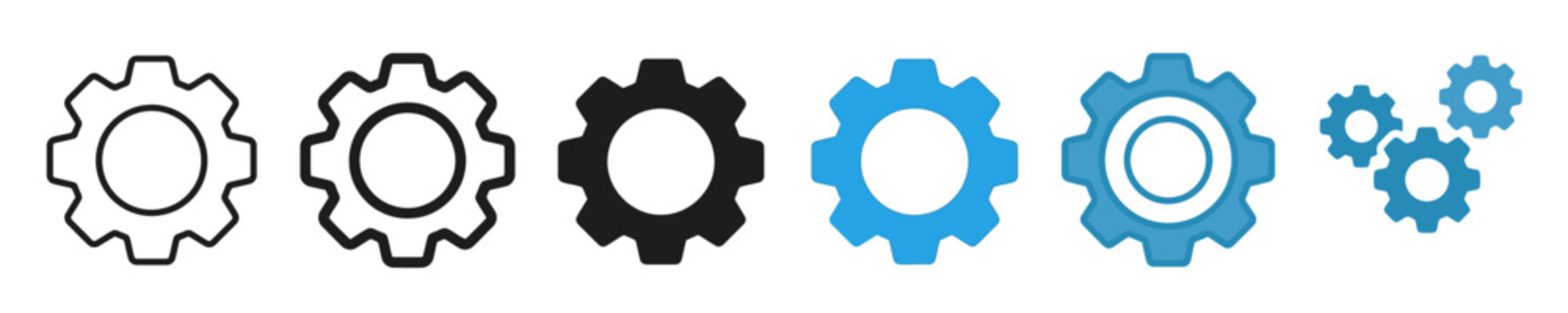 Mechanical Gear Settings Vector Icon Set Featuring Cogwheel, Engineering Gear, Machine Configuration, System Control, Industrial Technology And Automation Symbols