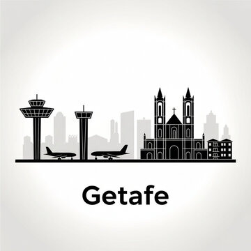 Getafe Skyline Silhouette &mdash; A Modern Aerospace City in Spain Vector Illustration