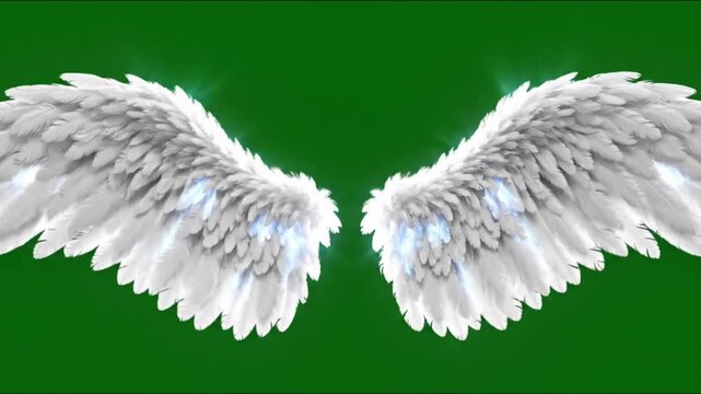 White Angel Wings Spreading Feathers Divine Glow
Animation CGI VFX Green Screen Chroma Key 4K