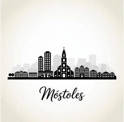 Mostoles Skyline Silhouette — A Modern Metropolitan Skyline in Spain Vector Illustration © Greener