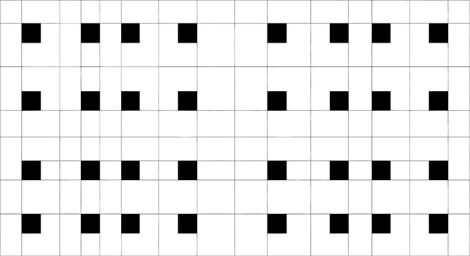 Black squares on grid paper background.