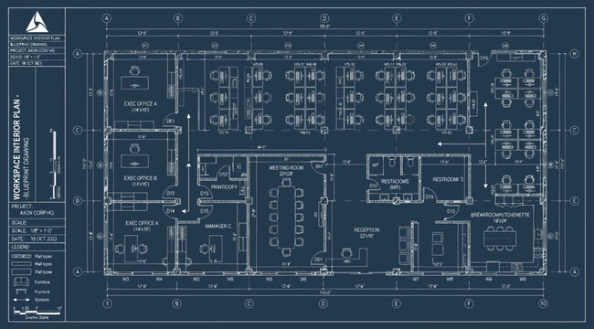 Office workspace interior floor plan blueprint