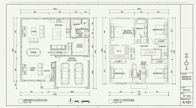 Twostory residential floor plan showing ground and first floor layout