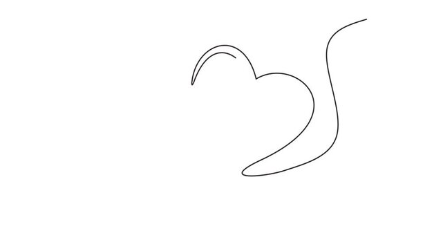 Animated self drawing of continuous line draw of  Two Hearts Continuous One Line Drawing. Valentines day concept. Hearts Couple Trendy Minimalist Illustration. Love  Full length one line animation. 4K