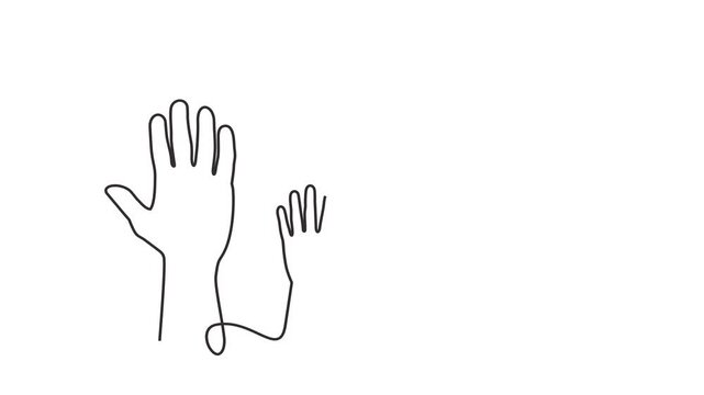Animated self drawing of continuous line draw of  participation, solidarity, and support. Suitable for social, educational, community, and campaign themes.  Full length one line animation. 4K