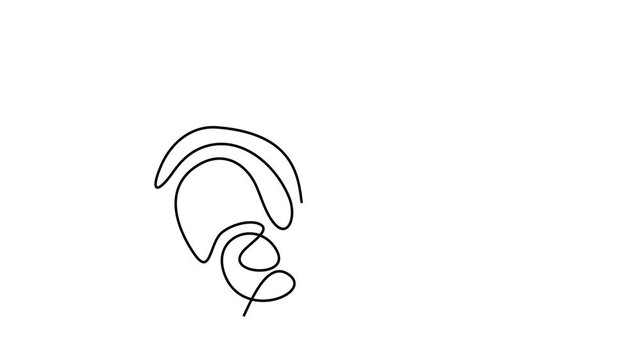 Animated self drawing of continuous line draw of  Croissant. line icon-continuous line drawing.   Full length one line animation. 4K